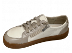Женские кожаные кеды анатомические (Barefoot) на молнии и шнуровке, бежевые